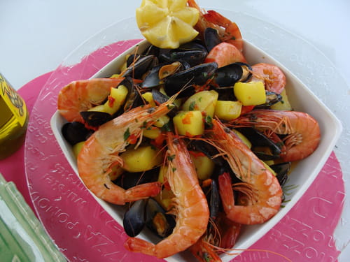 Blanc de seiche safrané aux fruits de mer