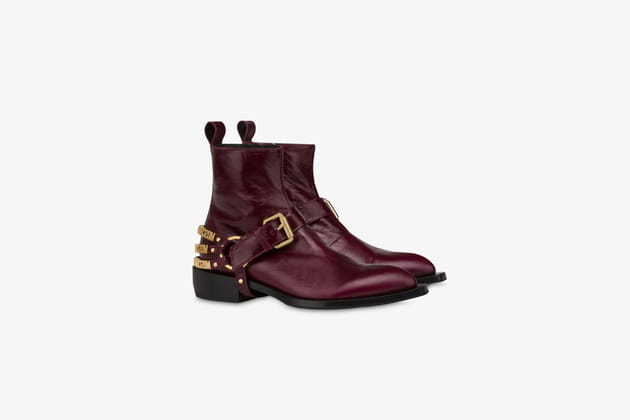 Bottines santiags bordeaux
