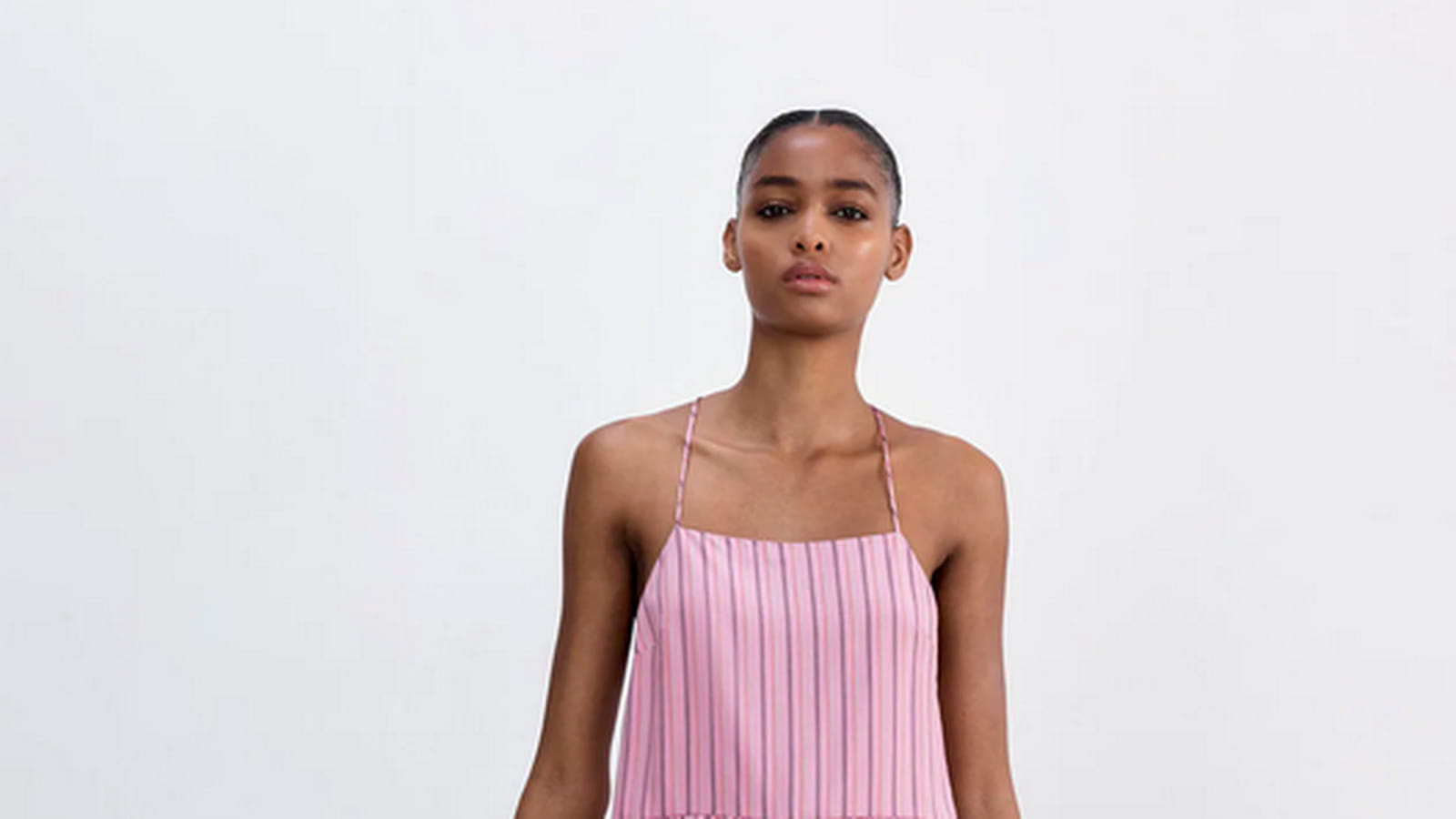 Robe mi-longue à rayures
