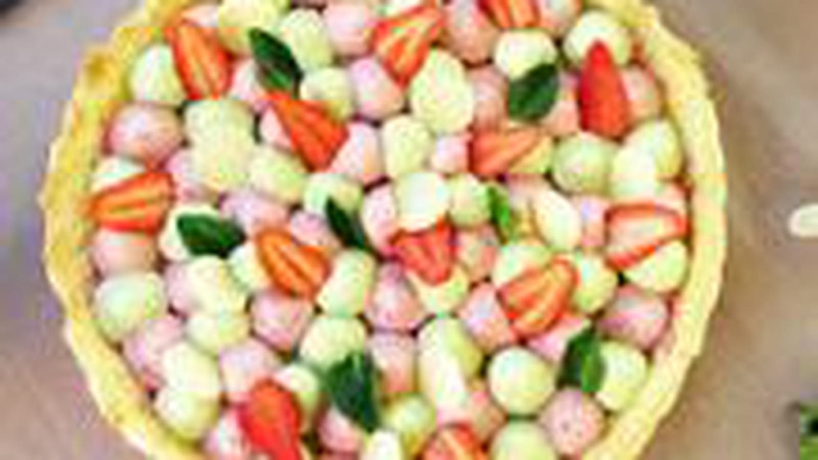 Tarte gourmande fraise menthe