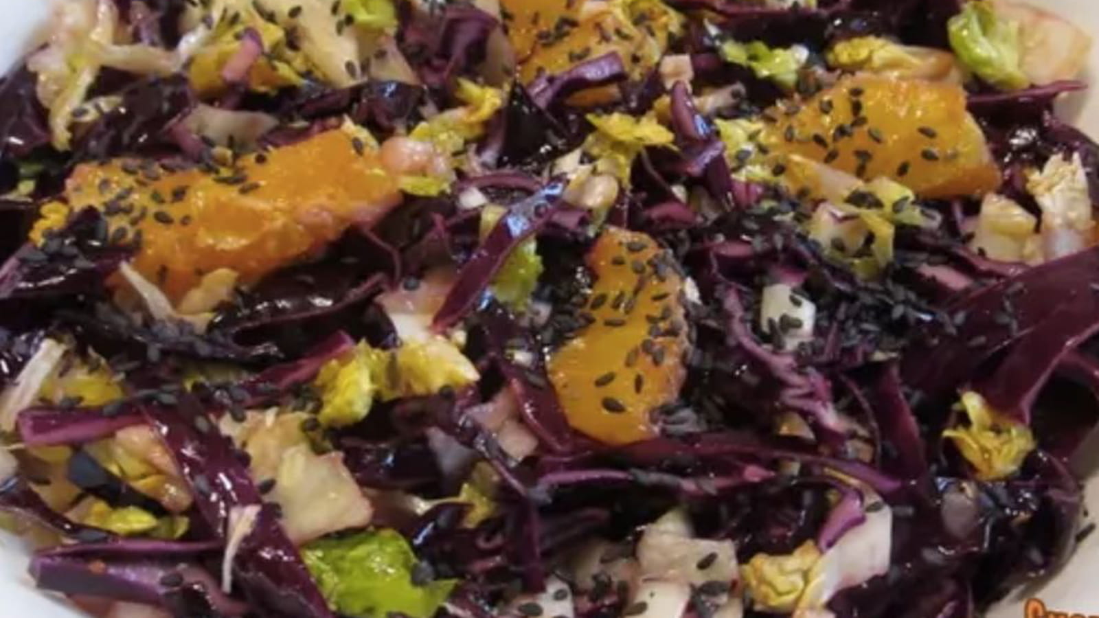 Salade chou rouge, sucrine et orange