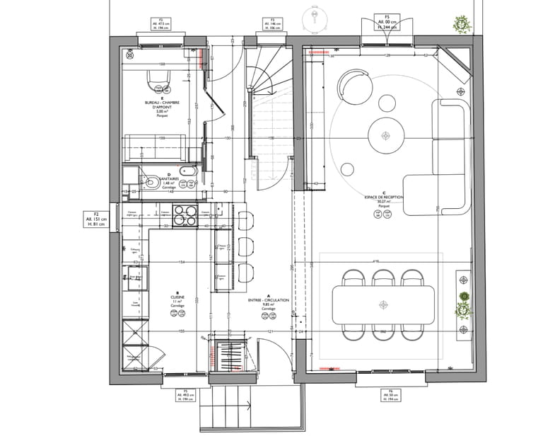 Le plan du rez-de-chauss&eacute;e apr&egrave;s travaux