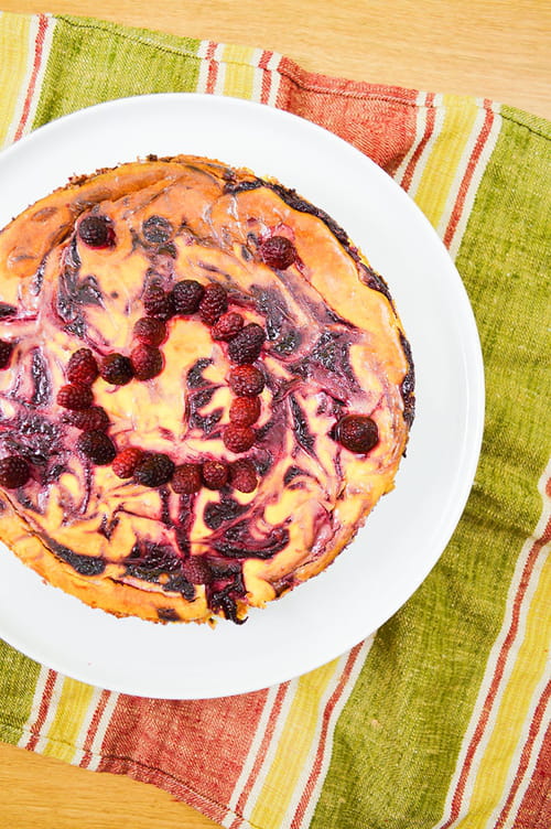 Cheesecake chocolat blanc et framboises