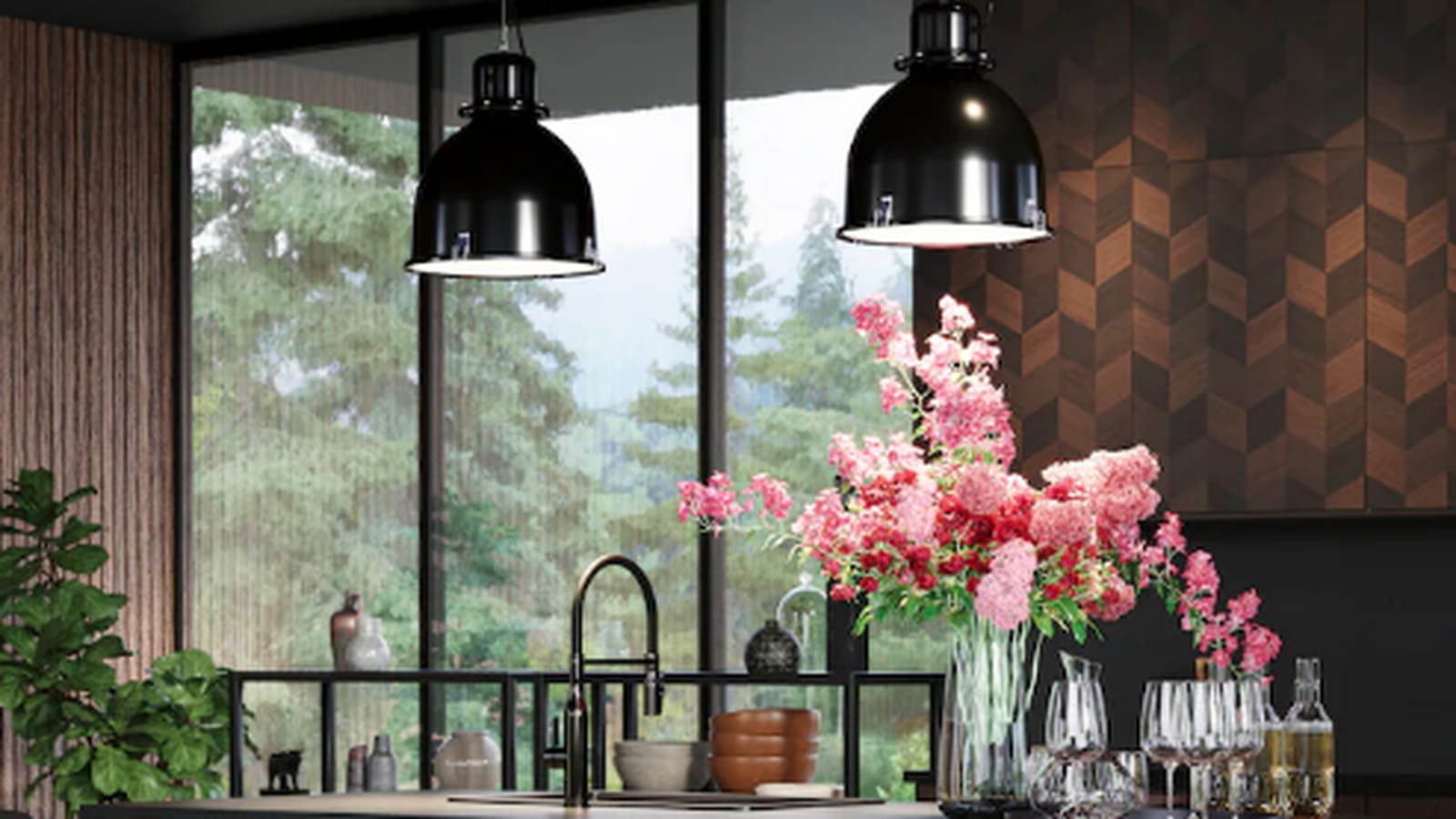 Cuisine en bois foncé