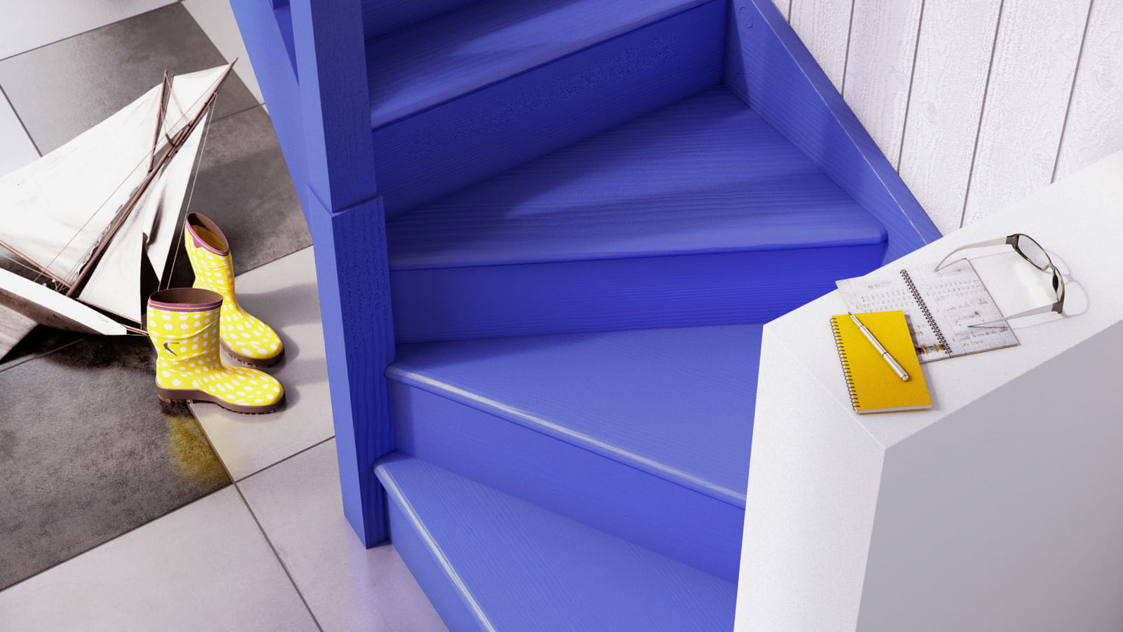 Escalier bleu