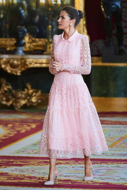 Letizia d'Espagne en robe rose