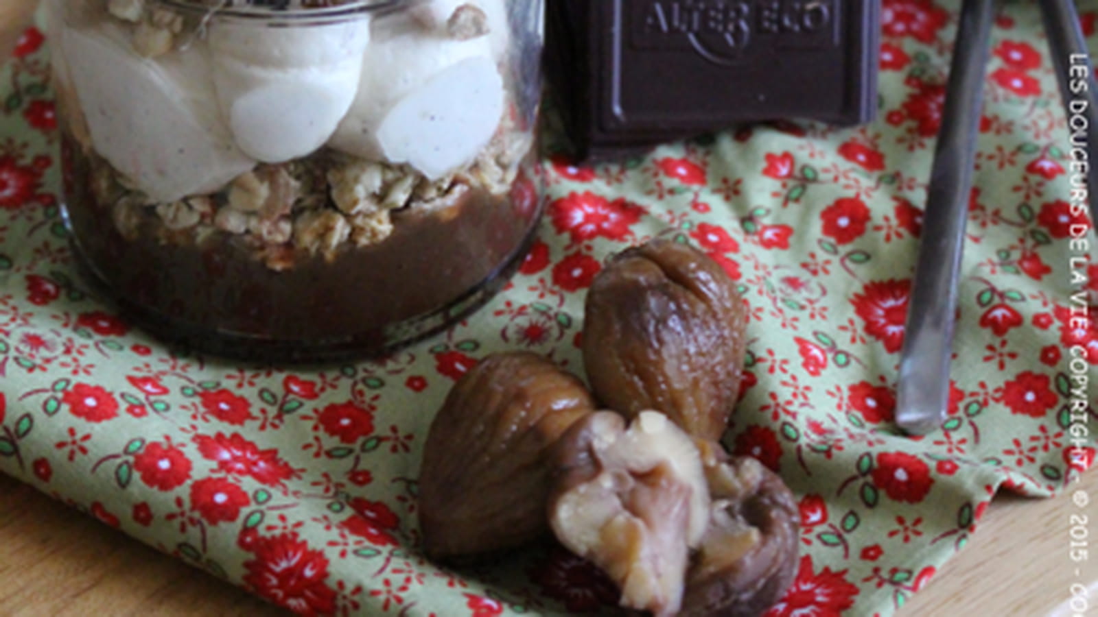 Verrines d automne a la creme de marrons muesli croustillant creme mascarpone vanillee et chocolat