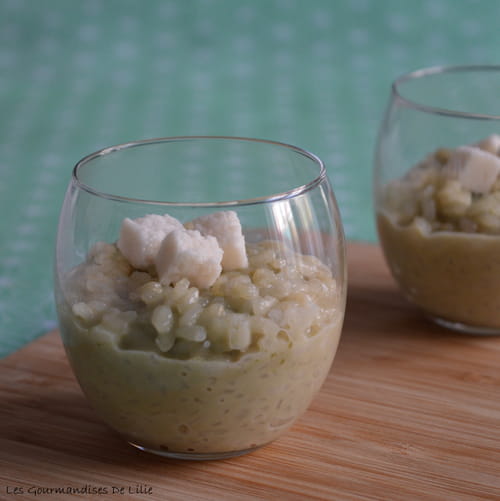 Riz au lait de coco et thé matcha