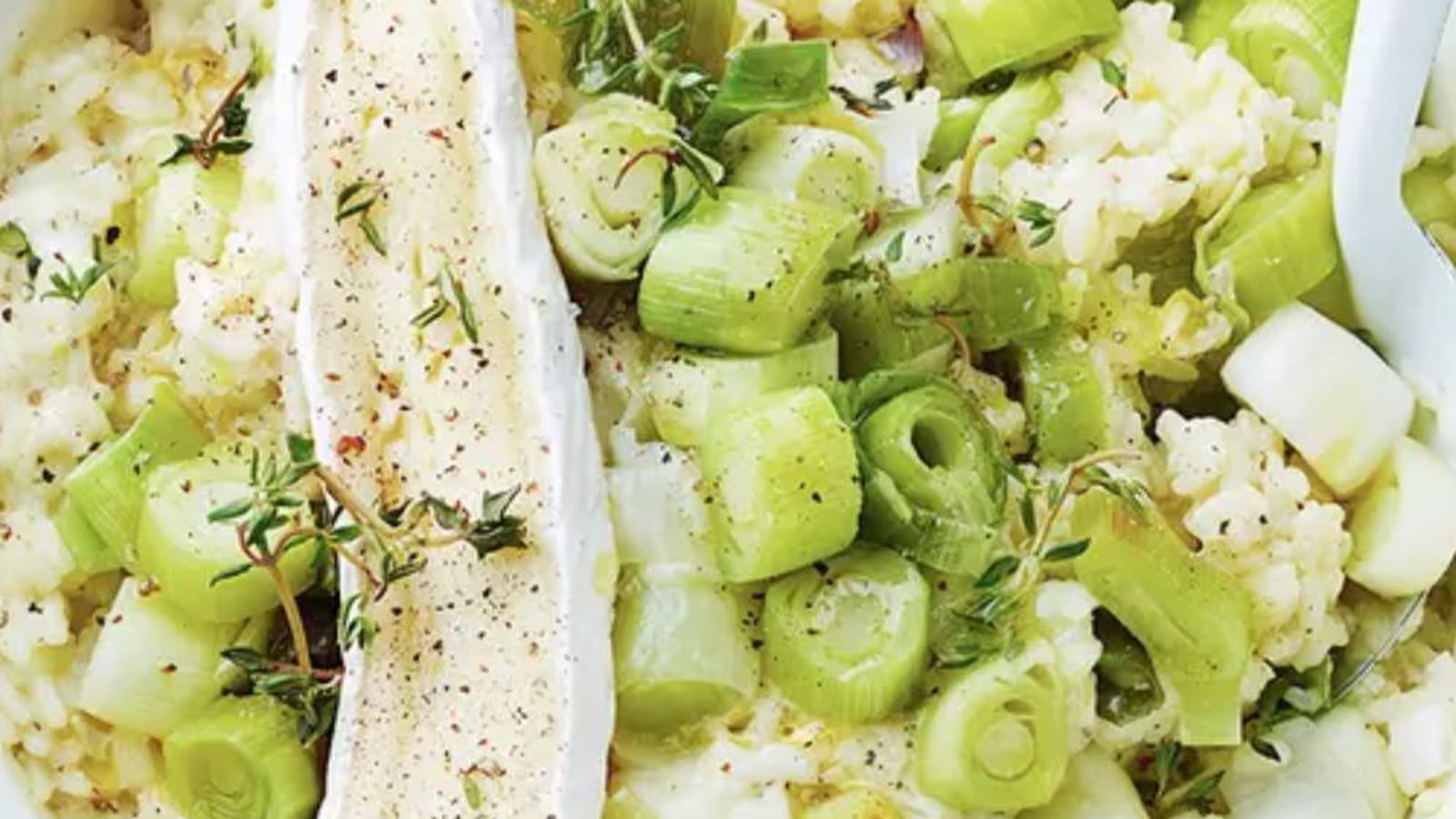 Risotto crémeux de poireaux et brie