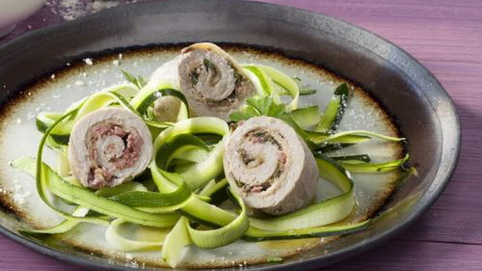 Saltimbocca de veau et tagliatelles de courgettes