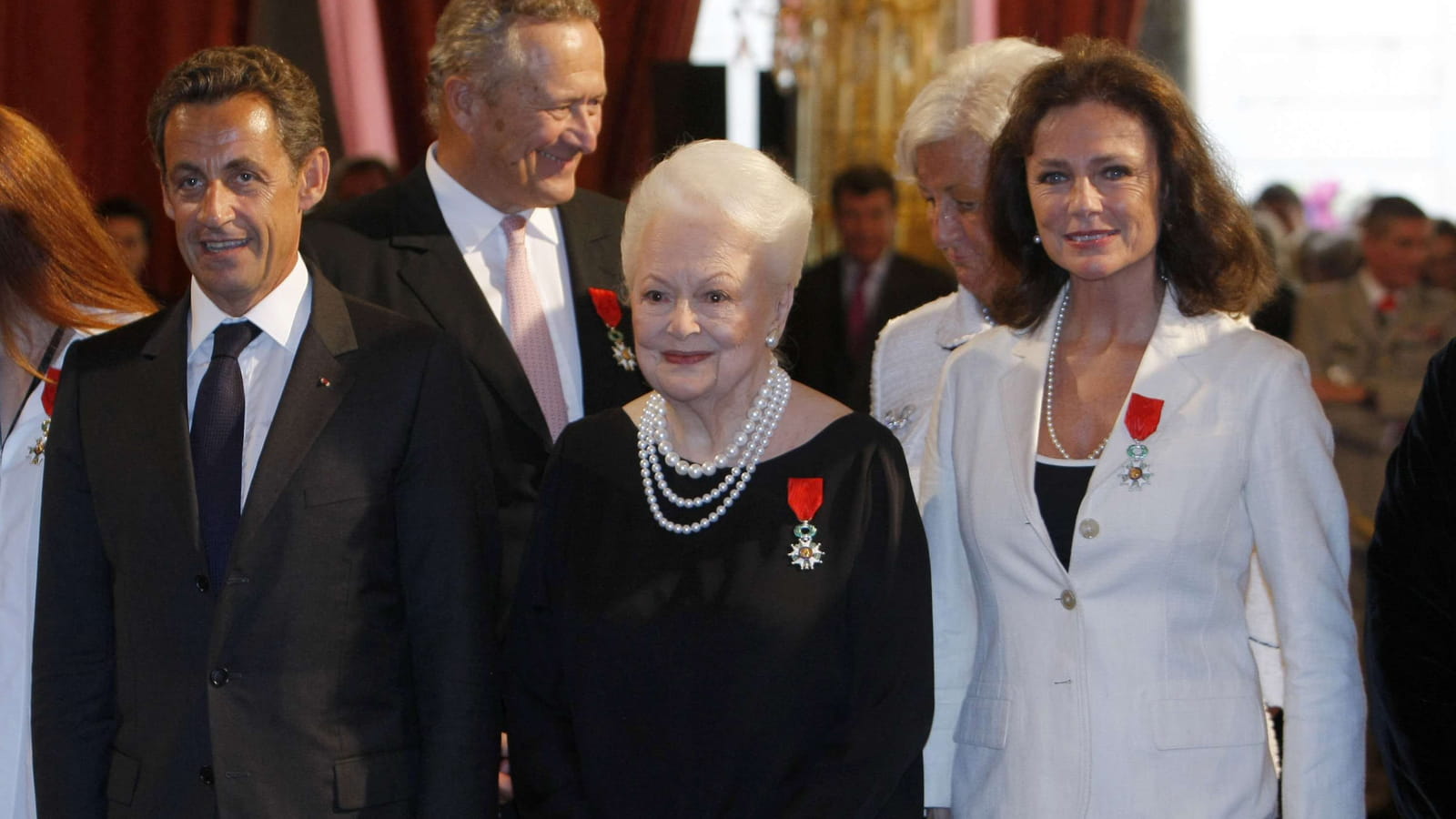 Nicolas Sarkozy , Olivia de Havilland et Jacqueline Bisset