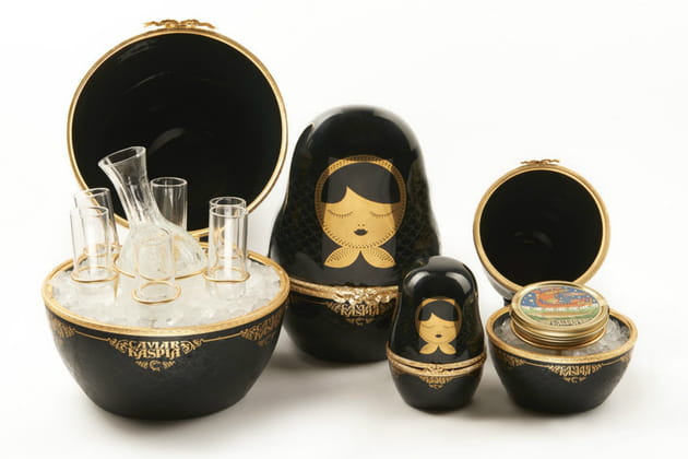 Présentoirs à caviar et service à vodka "Les Matriochkas" de Caviar Kaspia