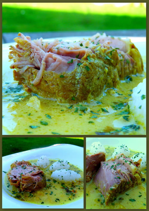 Rôti de veau en curry et quenelles de riz gluant