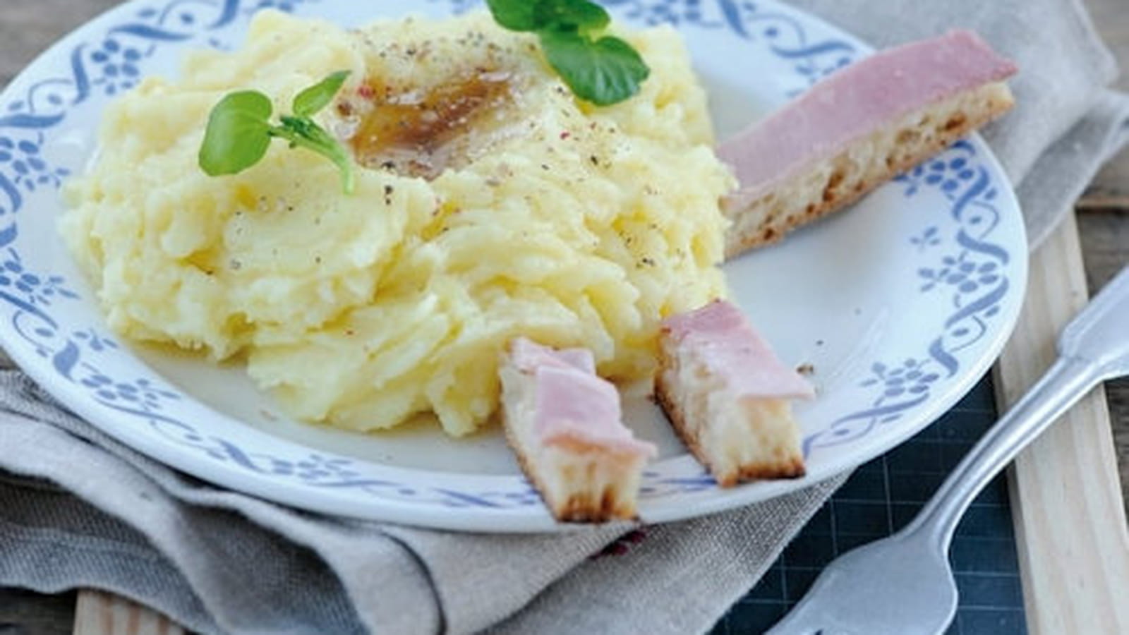 Purée de mon enfance et mouillettes de jambon