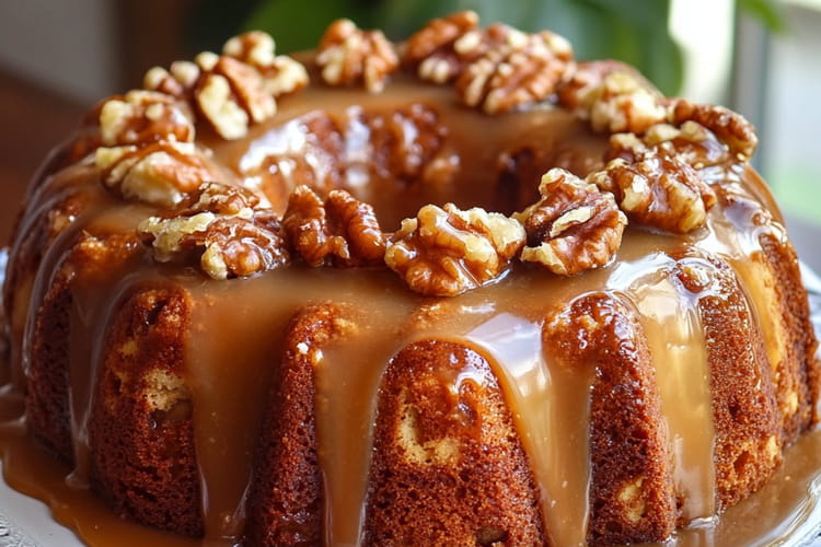 Gâteau aux noix et caramel