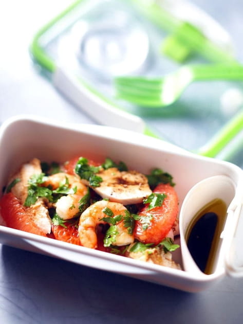Salade poulet et crevettes au pamplemousse
