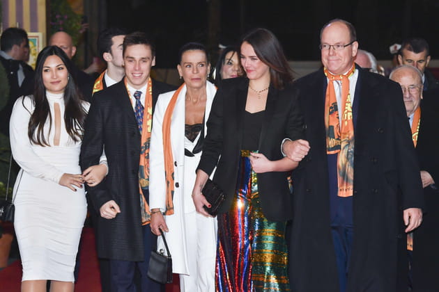 Marie Chevallier, Louis Ducruet, St&eacute;phanie de Monaco, Pauline Ducruet et Albert de Monaco, au 43e gala du festival international de cirque de Monte-Carlo, en janvier 2019