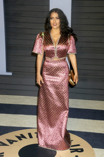 Salma Hayek dans une robe Dapper Dan Gucci