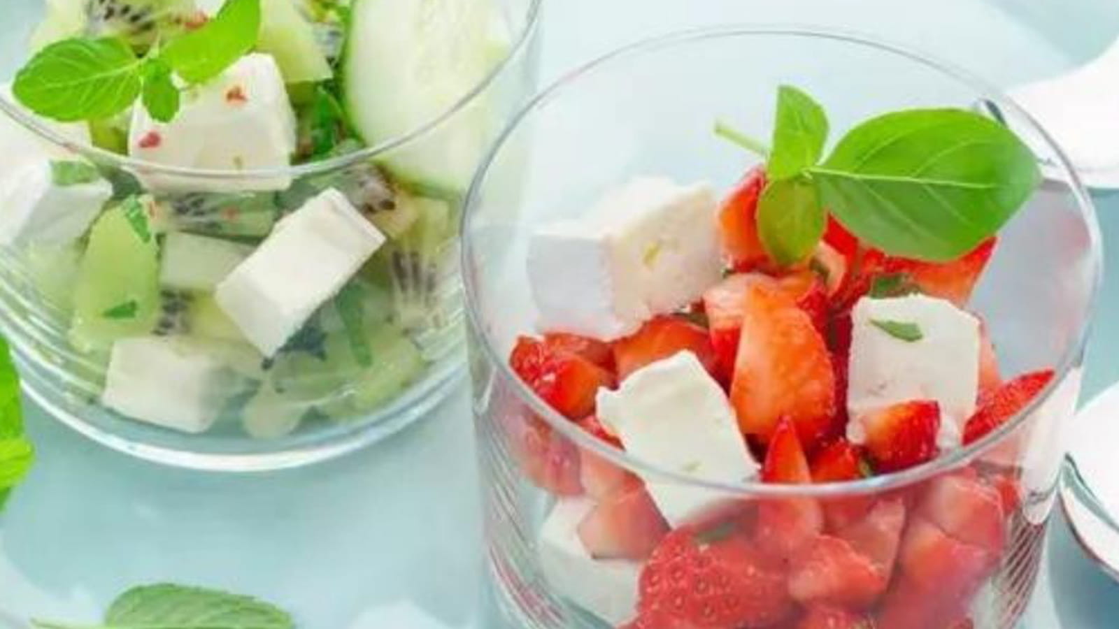 Tartare de fraises, concombre, kiwi et Caprice des dieux