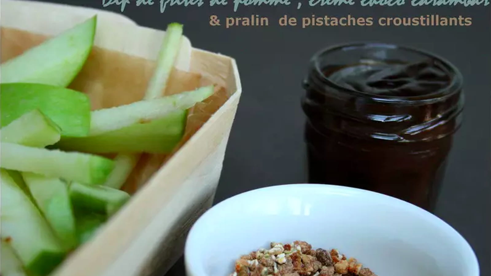 Frites de pommes granny et sauce choco-Carambar