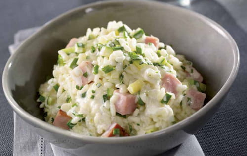 Risotto au rôti de porc, courgette, parmesan