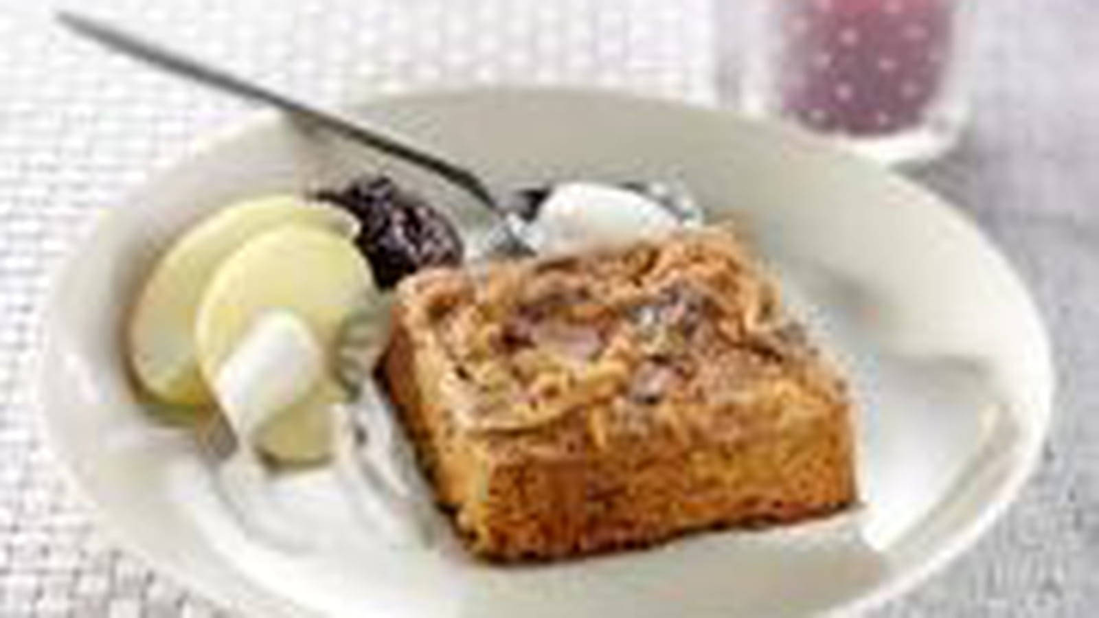 Pudding pommes, pain d'épices, pruneaux
