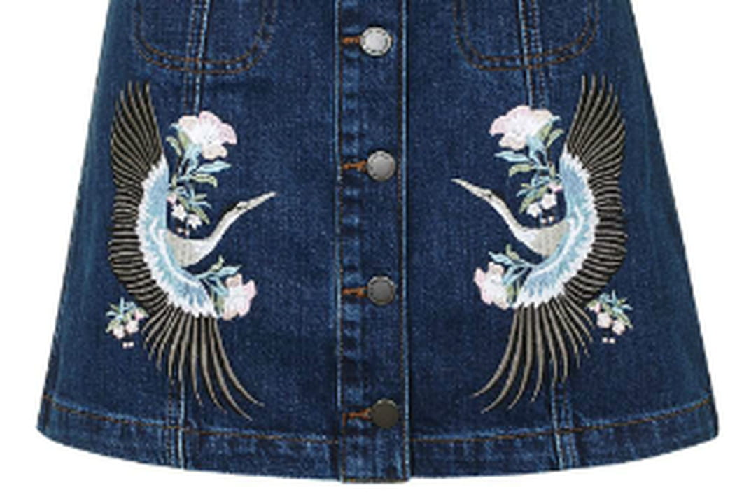 Jupe En Jean Moto Topshop – Taille 10, Longueur 10 Pouces – Occasion Très Bon état