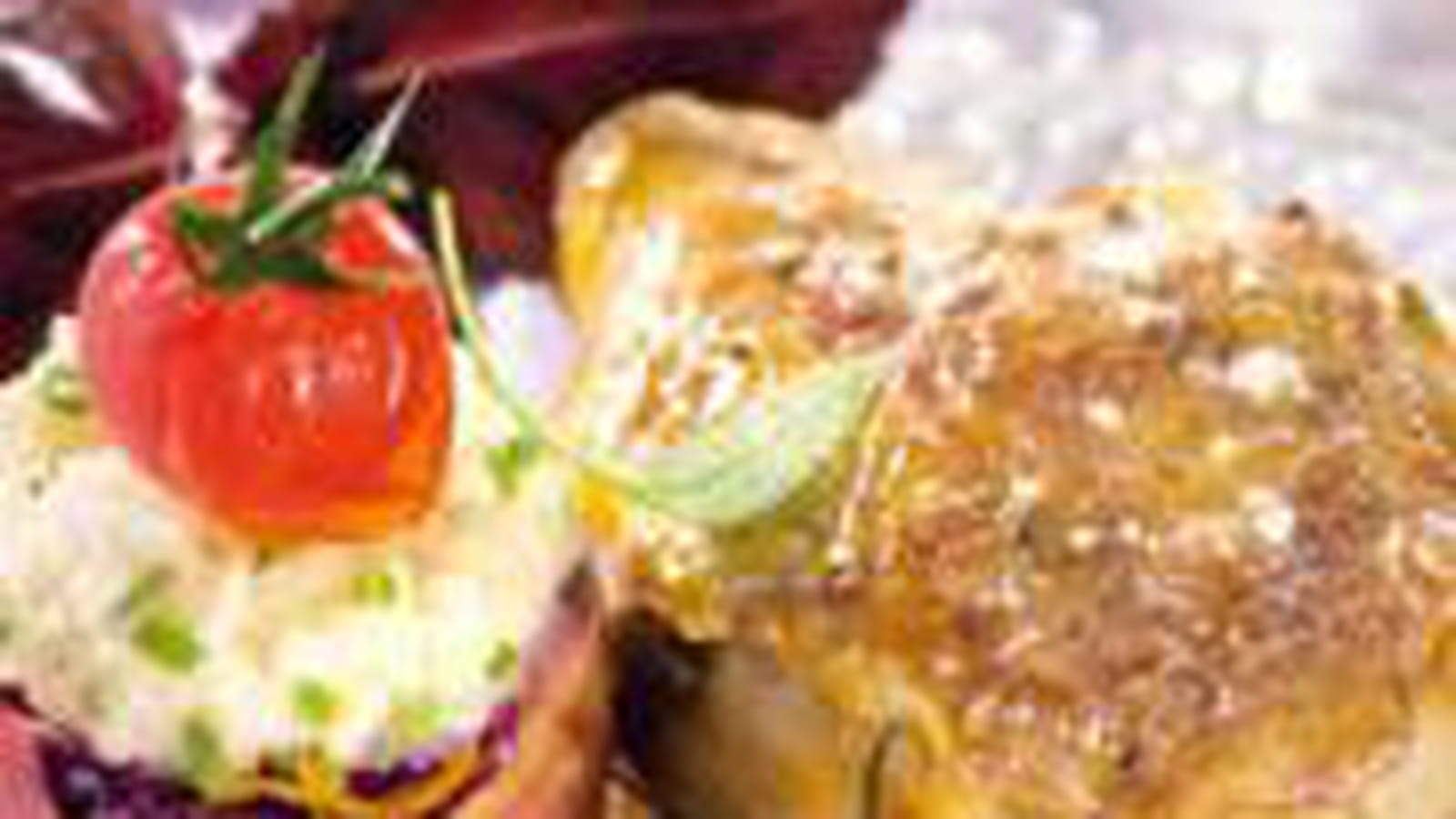 Suprême de poularde, chou rouge et céleri