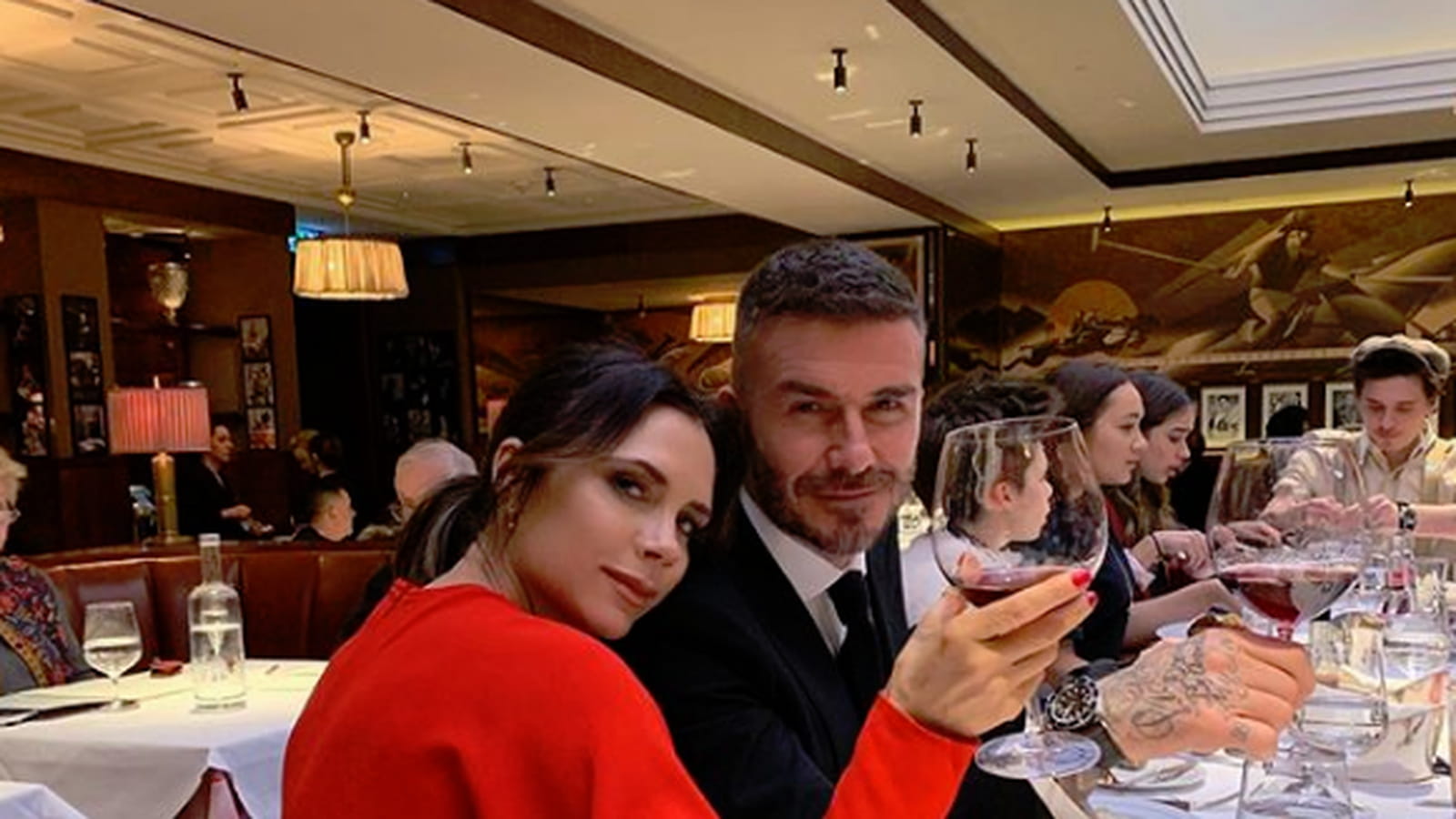 Victoria, David Beckham et leurs enfants Brooklyn, Cruz et Harper