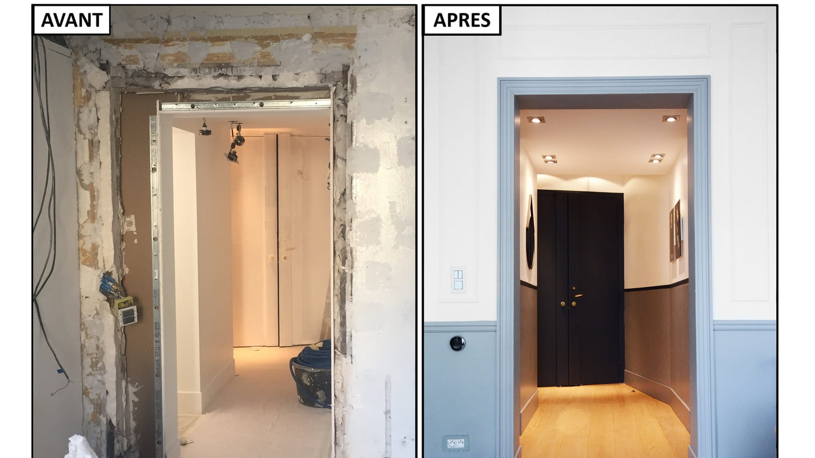 Encadrement de porte avant-après