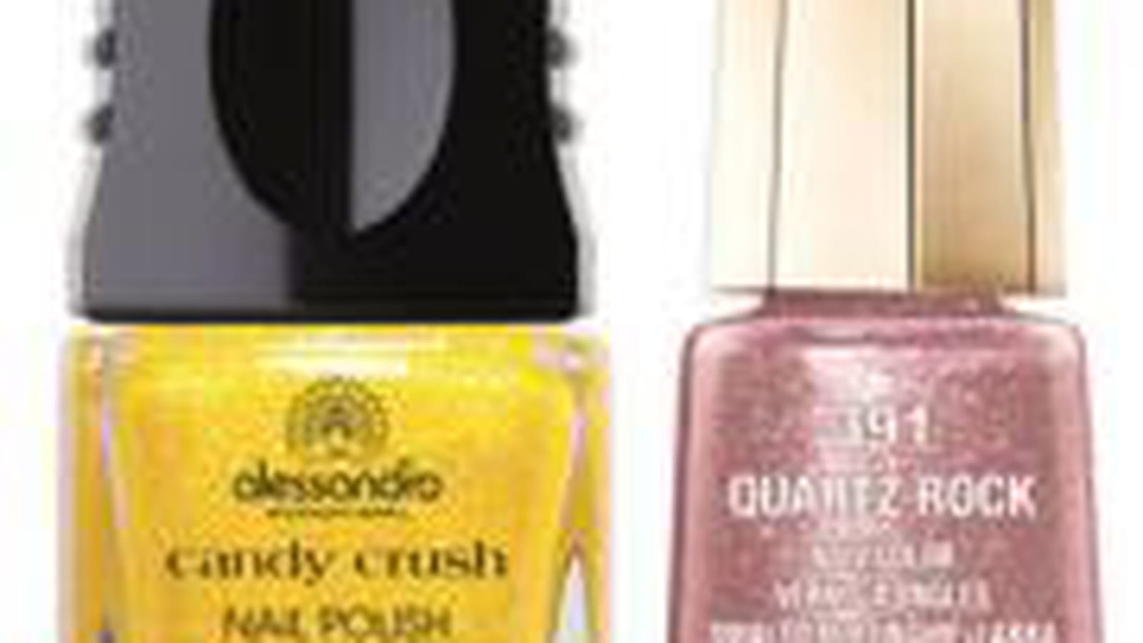 Vernis jaune pailleté et rose brillant