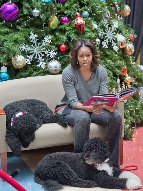 Michelle Obama avec Sunny et Bô