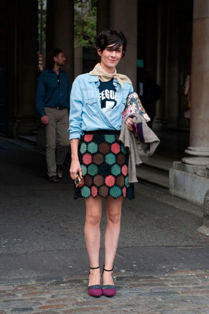 Street looks fashion week Londres : multicolore