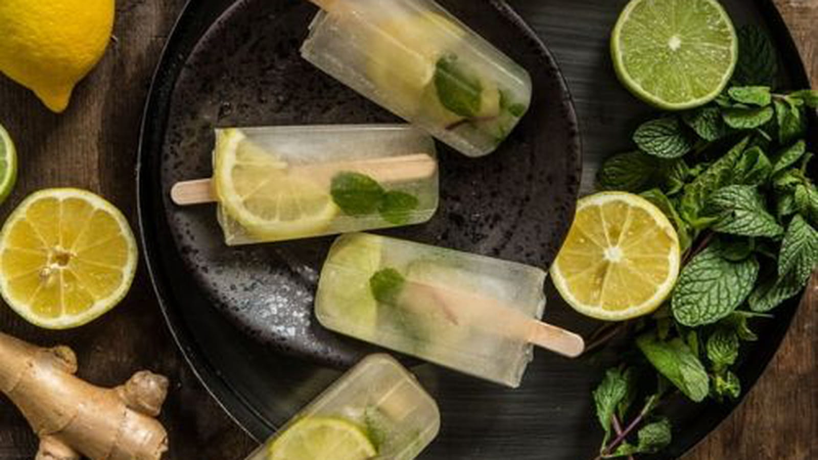 Popsicles glace au thé vert citron gingembre