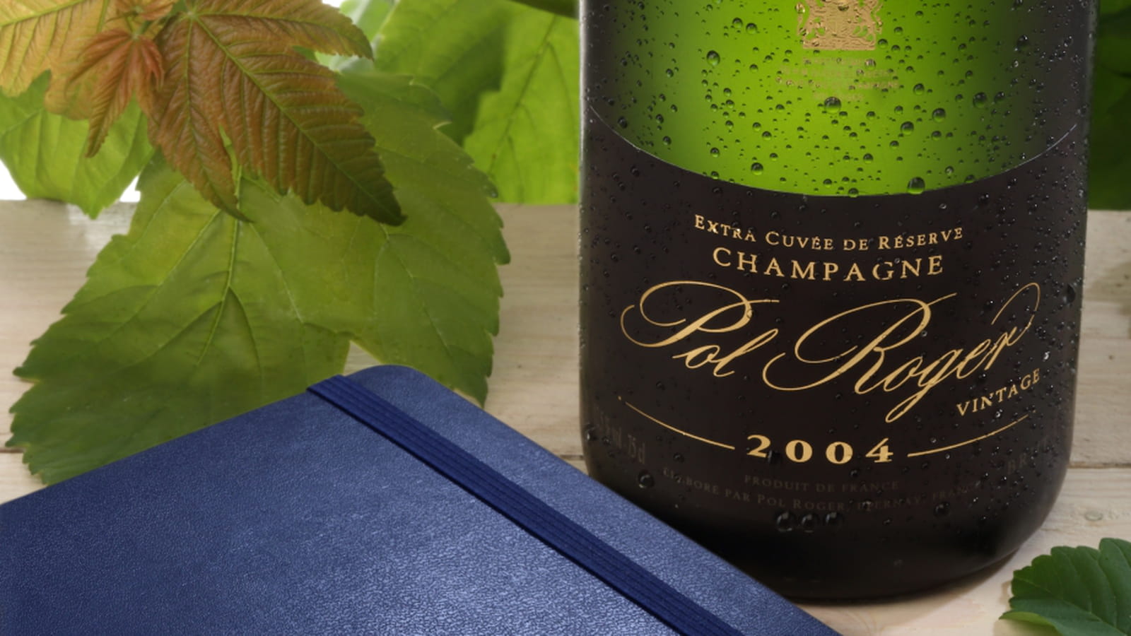 Champagne Pol Roger et carnet de notes Moleskine