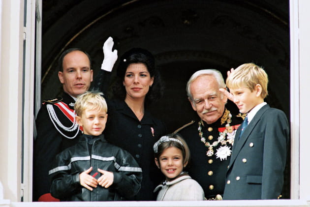 La famille princière de Monaco au balcon du Palais lors de la fête nationale en 1994