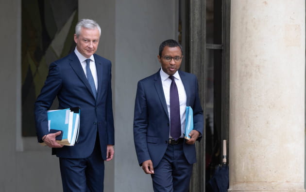 Bruno Le Maire, ministre de l'Economie, et Pap Ndiaye, ministre de l'Education, apr&egrave;s le Conseil des Ministres le 23&nbsp;mai