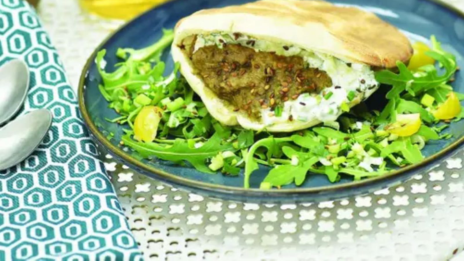 Pita gourmand au caviar d’aubergine