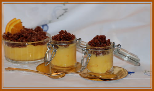 Petite crème à l'orange et son crumble au chocolat