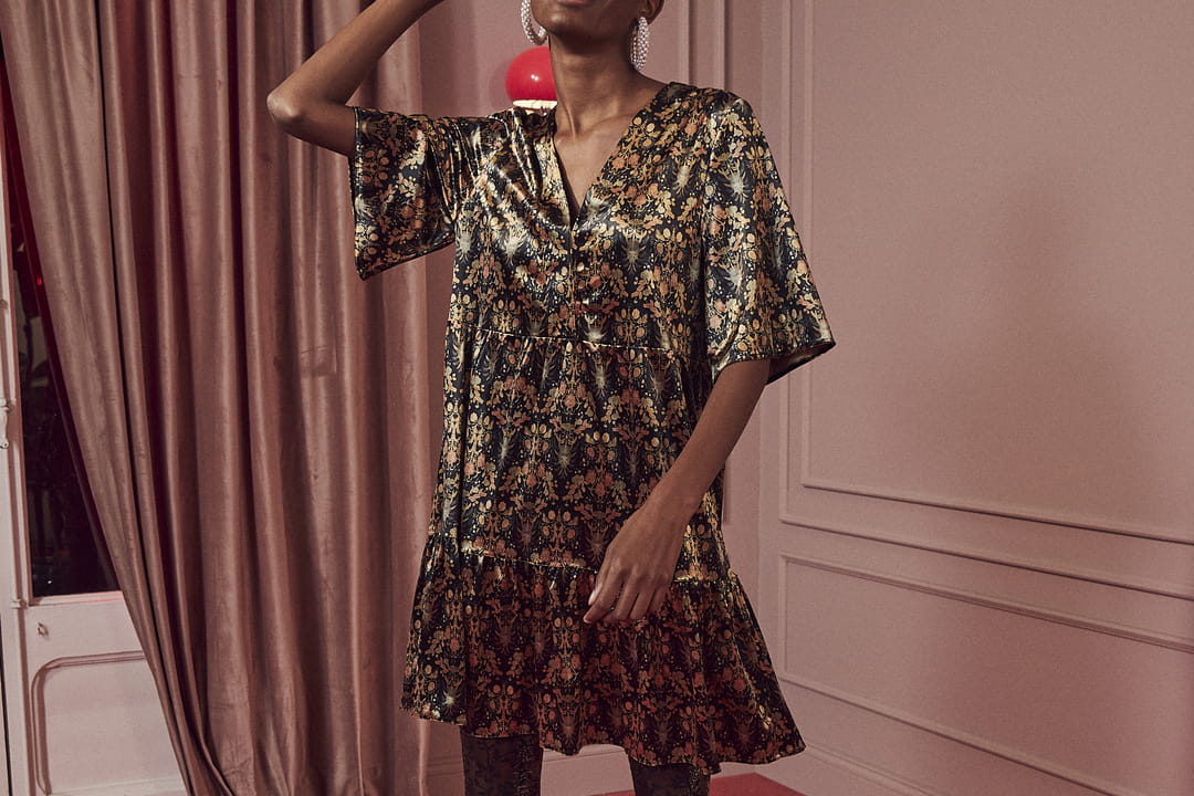 Robe Desigual Imprimé Japonisant – M, Noir, Manches Longues – Parfaite Pour Soirée/cocktail