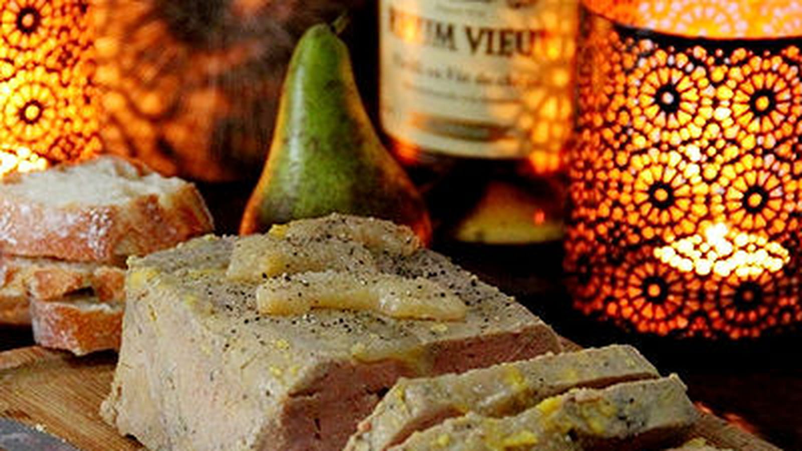 Terrine de foie gras poires miel rhum 