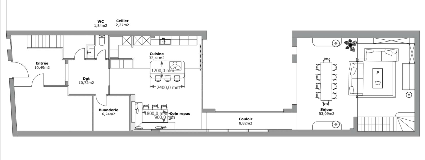 Le plan du rez-de-chauss&eacute;e apr&egrave;s travaux