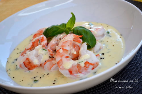 Scampis grillés sauce crémeuse au Limoncello et basilic