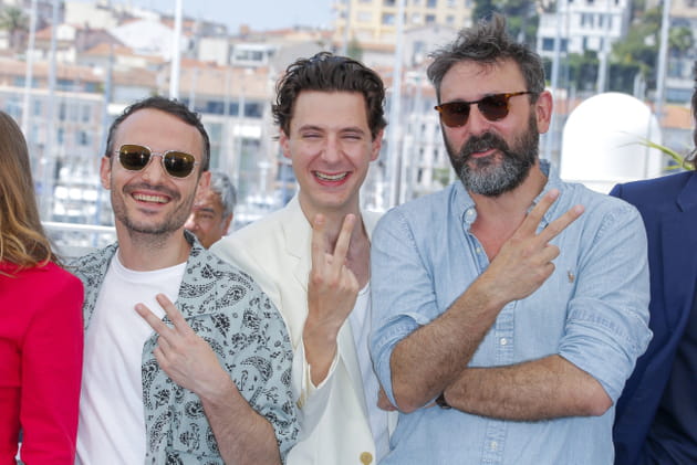 J&eacute;r&ocirc;me Niel, Vincent Lacoste et Quentin Dupieux, au photocall de "Fumer Fait Tousser", le 21&nbsp;mai