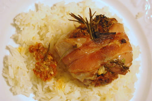 Paupiettes de lapin à la purée de tomates séchées