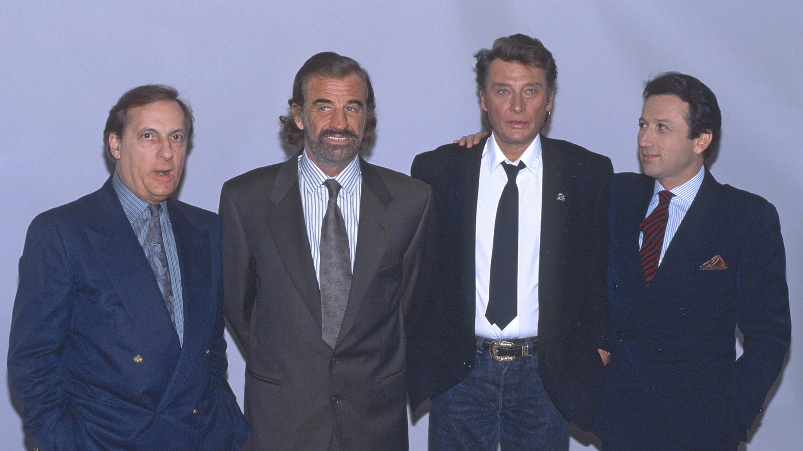 Michel Serrault, Jean-Paul Belmondo, Johnny Hallyday et Michel Drucker
