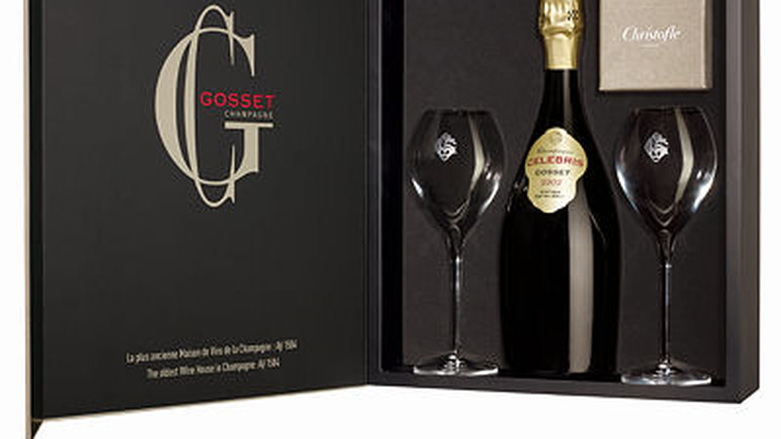 Coffret de champagne Gosset Cuvée Célébris Vintage 2002 X Christofle