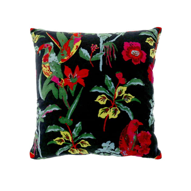 Coussin en velours imprim&eacute; Bouchara