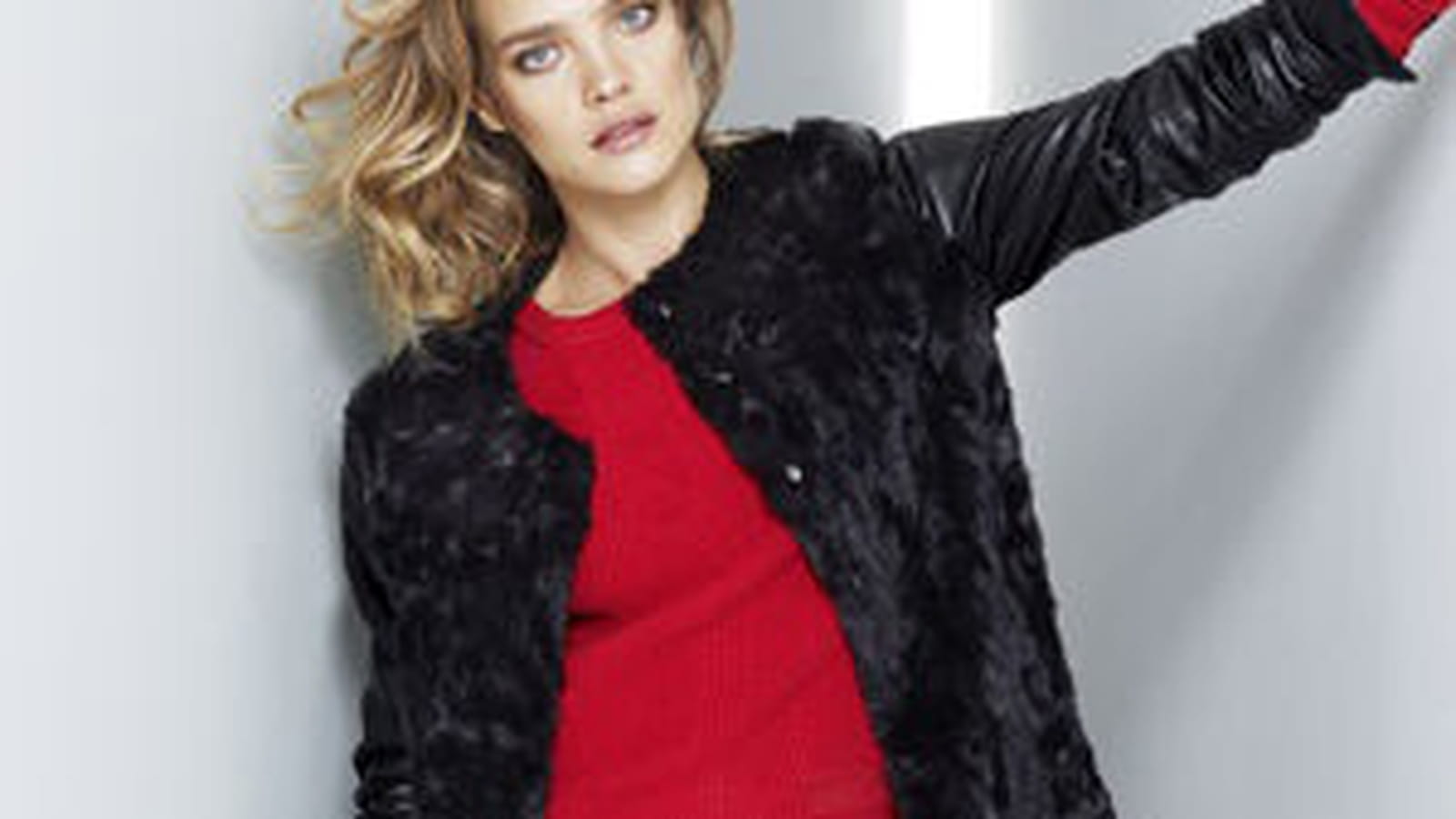 Manteau noir bi-matières de Etam