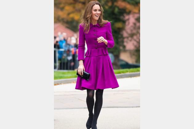 Kate Middleton En Robe Manteau Violette